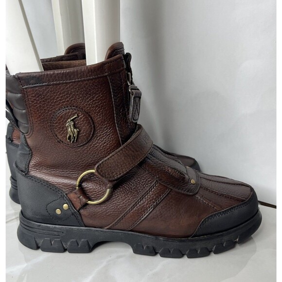 Polo Ralph Lauren Conquest Hi III Men's 9 D  Duck Boots Brown Leather 11571 - Picture 2 of 8